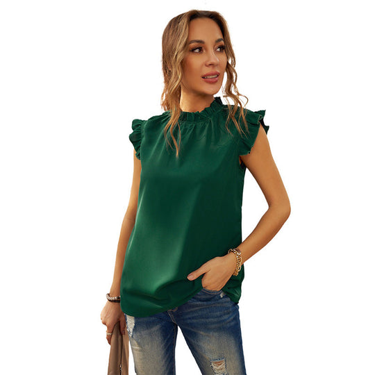 Damen elegante Bluse mit Rüschendetails EB
