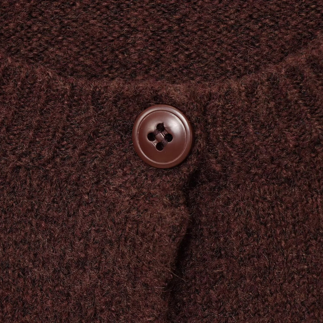 Damen elegante Strickjacke mit Knopfverschluss und Rundhalsausschnitt EB