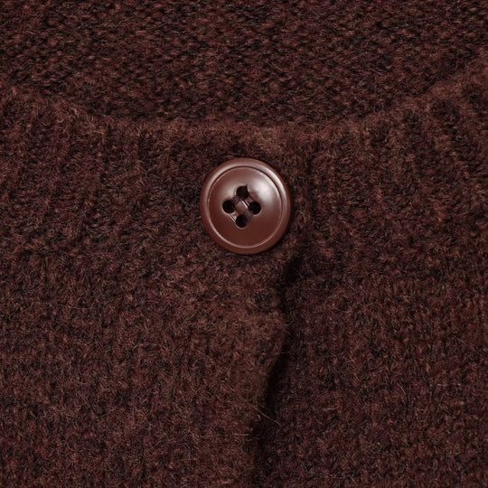 Damen elegante Strickjacke mit Knopfverschluss und Rundhalsausschnitt EB