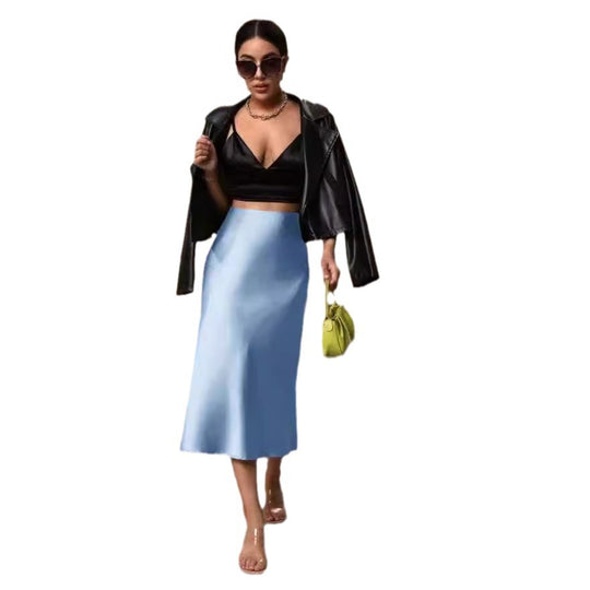 Damen Satin Rock mit schwingendem Saum und elegantem Schnitt EB