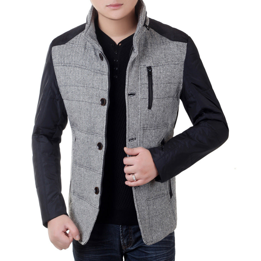 Herren Wattierte Kurzjacke mit Teddykragen und Wappenapplikation EB