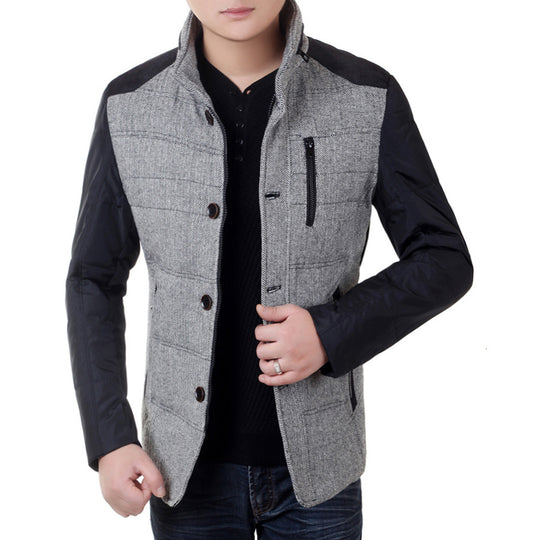 Herren Wattierte Kurzjacke mit Teddykragen und Wappenapplikation EB