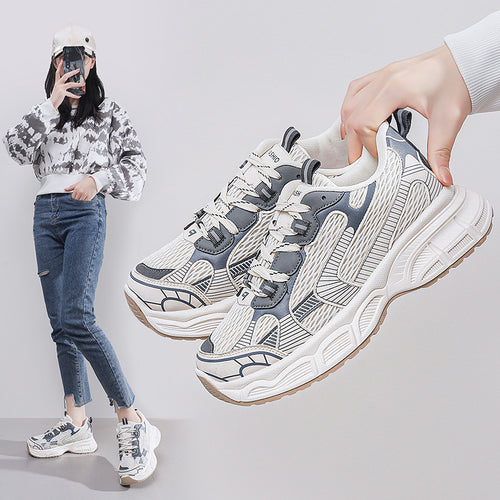 Damen Sportliche Chunky Sneakers mit dämpfender Sohle und atmungsaktivem Obermaterial EB