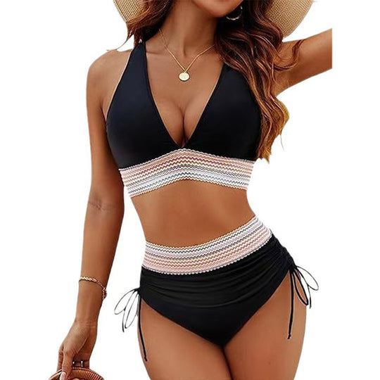 Damen Hochtailliertes Bikini-Set mit elastischen Details EB