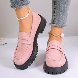 Damen nan robuste Plateau-Loafer mit profilstarker Gummilaufsohle und dekorativem Sattelriemen EB