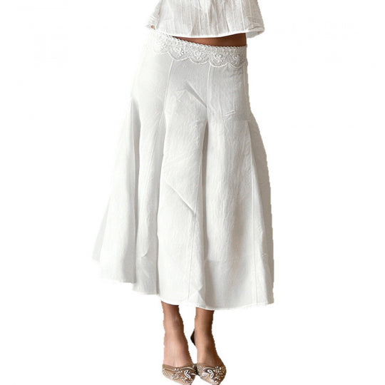 Damen Eleganter, fließender Midirock mit elastischem Bund EB