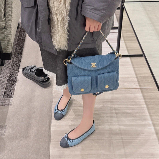 Damen Ballerinas mit elegantem Kontrast-Design und weichem Fußbett EB