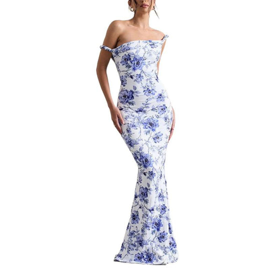 Damen Langarm Maxikleid im eleganten Leopardenmuster EB