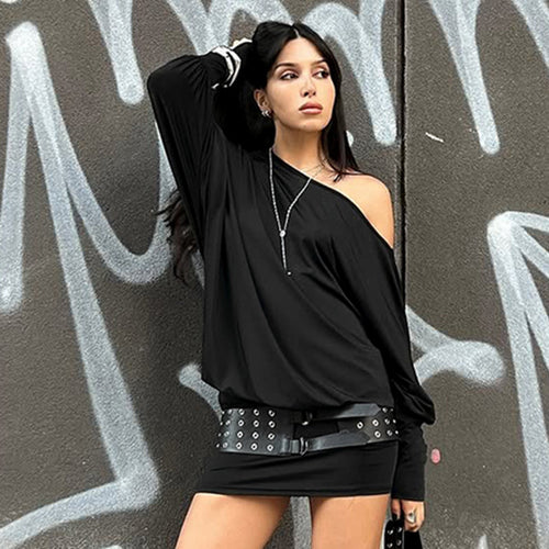 Damen Lässiges Off-Shoulder Kleid mit seitlicher Raffung EB