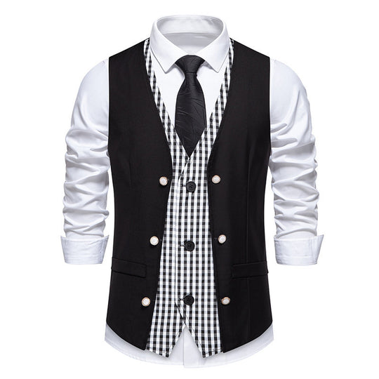 Herren elegante Anzugweste mit kontrastierendem Innenmuster EB