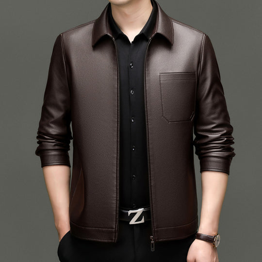 Herren Kunstlederjacke mit modernem Schnitt und praktischen Taschen EB