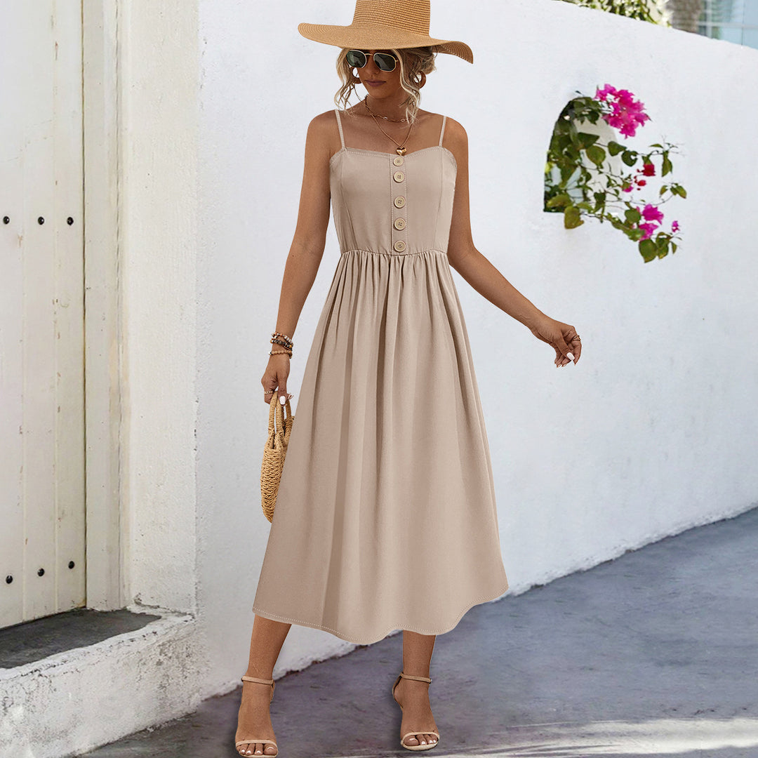 Damen Sommerliches Maxikleid mit Knopfdetails und komfortablem Schnitt EB
