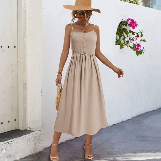 Damen Sommerliches Maxikleid mit Knopfdetails und komfortablem Schnitt EB