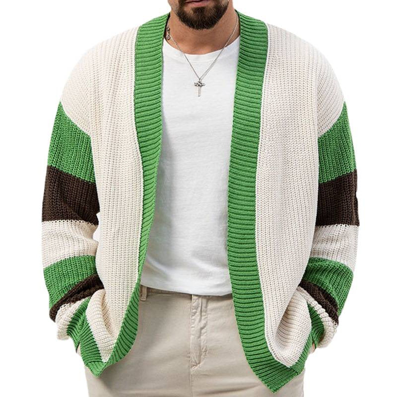 Herren Strickjacke mit modernem Farbblock-Design EB