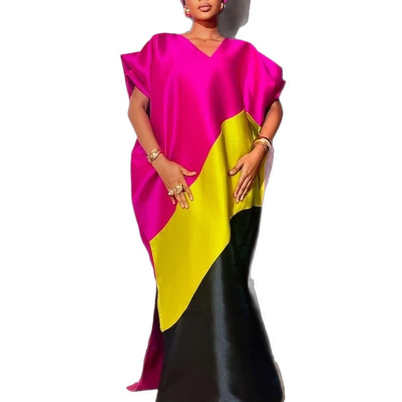 Damen asymmetrisches Kaftan-Kleid mit voluminösen Ärmeln EB