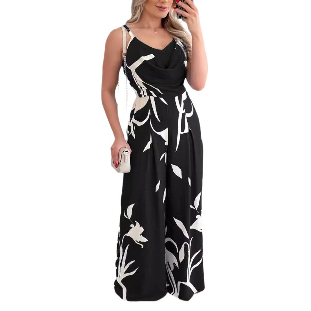 Damen Jumpsuit mit eleganter Drapier-Optik und floralem Design EB