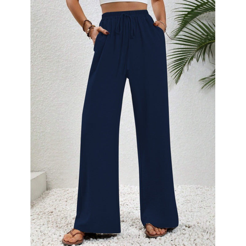 Damen luftige Paltz-Hose mit elastischem Bund und praktischen Taschen EB
