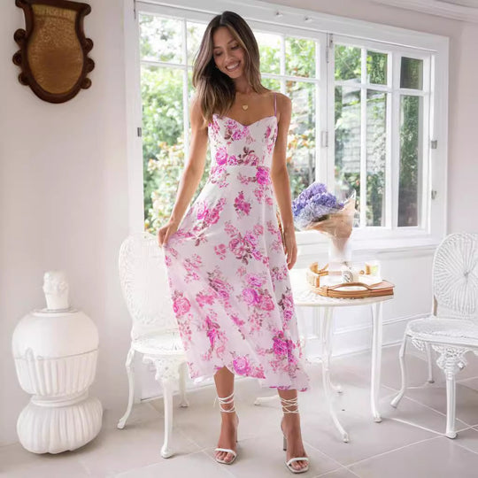 Damen Maxikleid mit zartem Blumenprint und modernem Schnitt EB