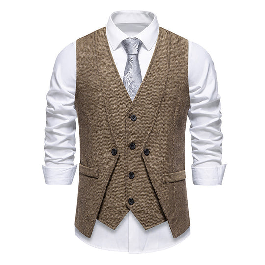 Herren Anzugweste im eleganten Herringbone-Design mit praktischen Taschen EB