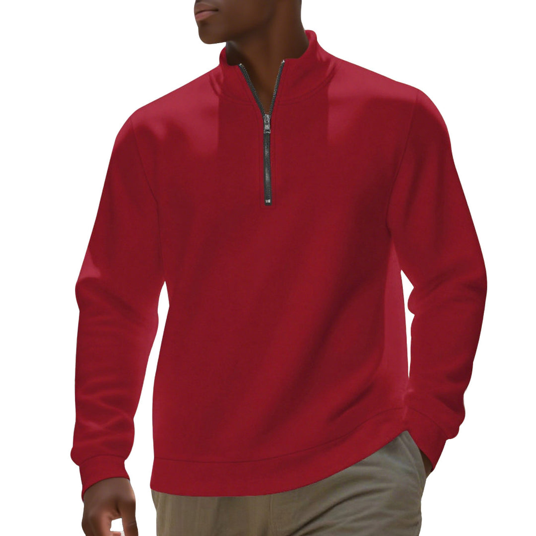 Herren nan Halbzip-Sweatshirt aus Baumwollmix mit Stehkragen, weichem Innenfutter und Rippbündchen EB