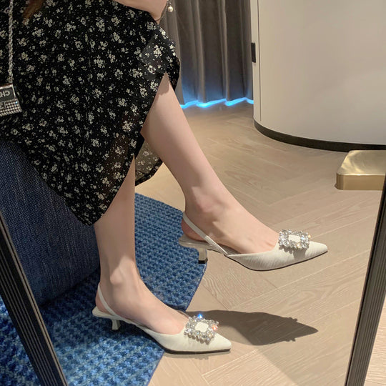Damen Slingback Pumps mit funkelndem Schmuckdetail EB