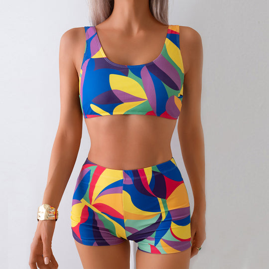 Damen Sportliches Bikini-Set mit farbenfrohen Grafiken EB