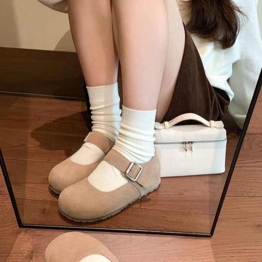 Damen Mary Jane Schuhe mit modischem Riemchen und bequemer Sohle EB