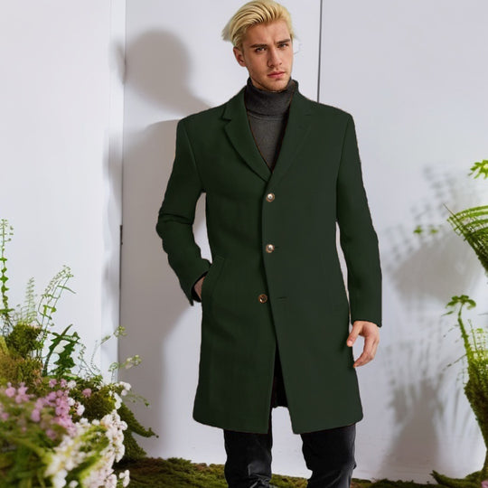 Herren eleganter Langmantel mit goldenen Knöpfen und klassischem Schnitt EB
