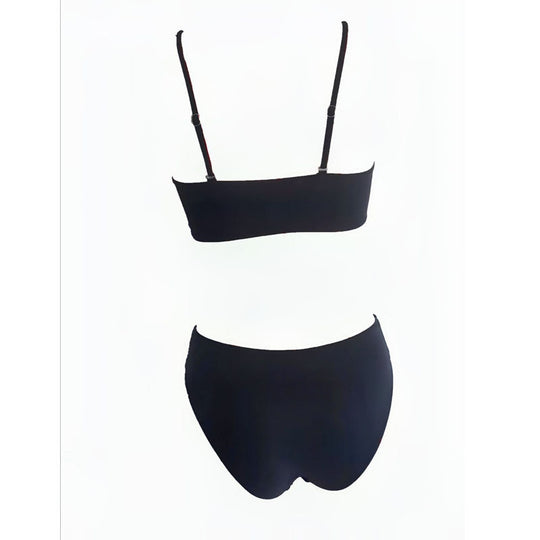 Damen Bandeau-Bikini mit dekorativer Blütenapplikation und elegantem Schnitt EB