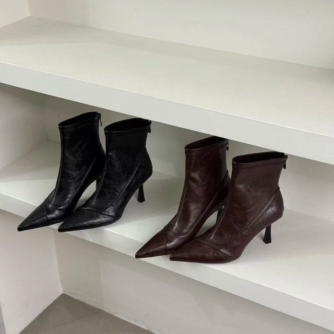 Damen Stiefeletten aus hochwertigem Leder mit elegantem Spitzenabsatz EB