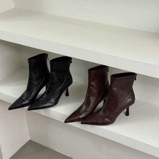 Damen Stiefeletten aus hochwertigem Leder mit elegantem Spitzenabsatz EB