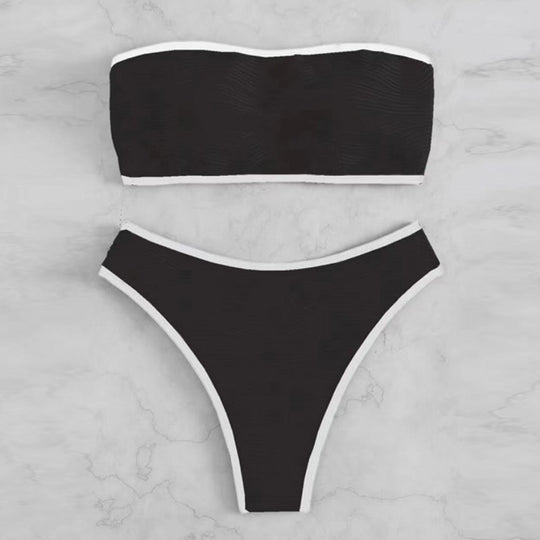 Damen Bandeau-Bikini-Set mit strukturiertem Design EB