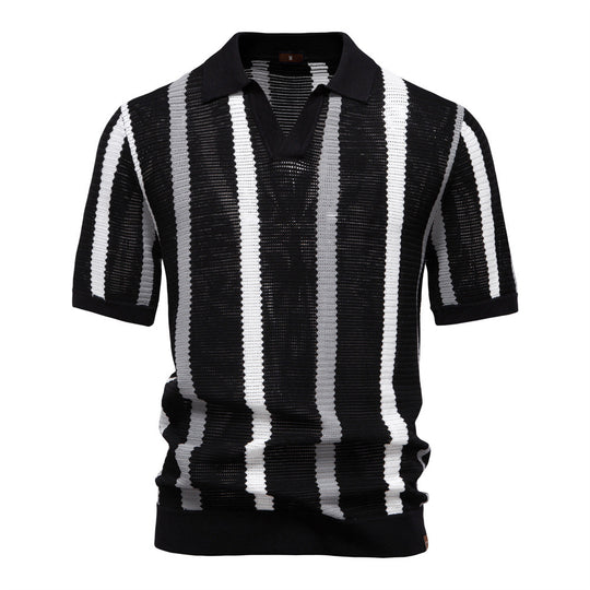 Herren nan kurzärmeliges Strickpolo mit Reverskragen und strukturierter Maschenware EB