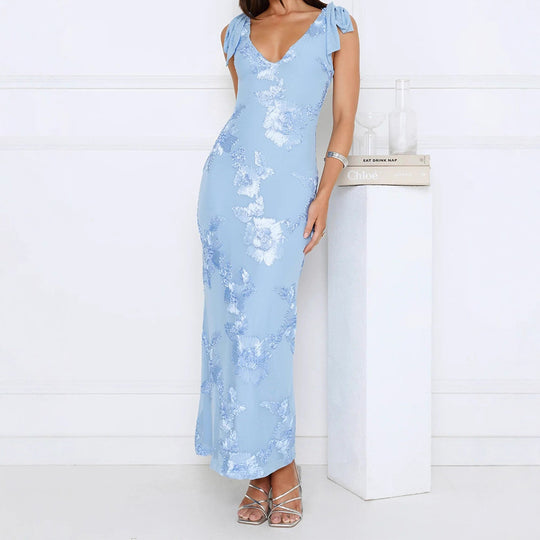 Damen Maxikleid mit floralem Spitzenmuster EB