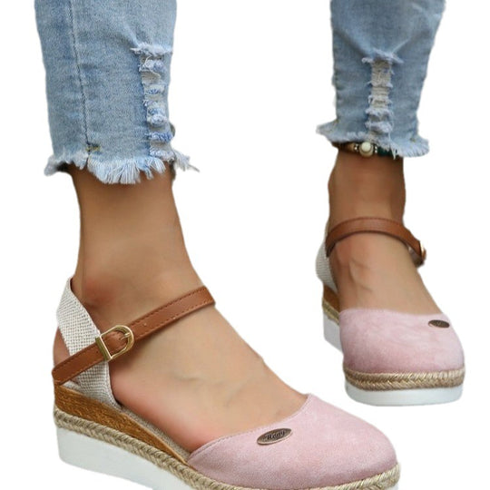 Damen Wedge-Sandalen mit geflochtenem Riemendesign und komfortablem Fußbett EB