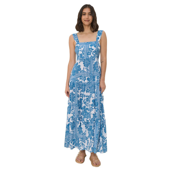 Damen Maxi-Kleid mit voluminösem Saum und angesagtem Blumenprint EB