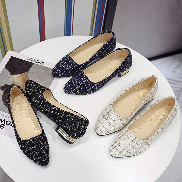 Damen Ballerinas mit schicker Struktur und modernem Absatz EB