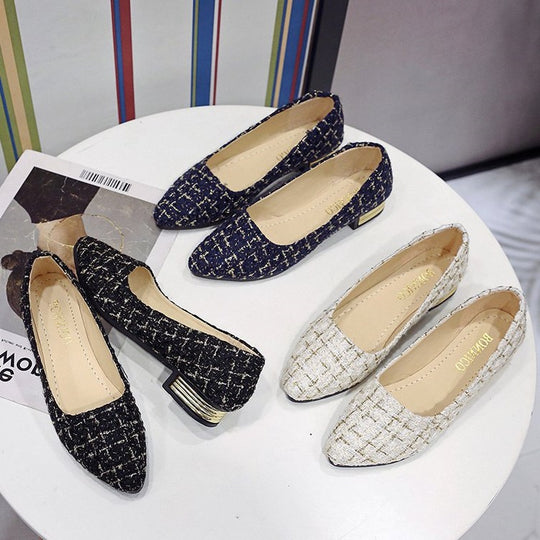 Damen Ballerinas mit schicker Struktur und modernem Absatz EB