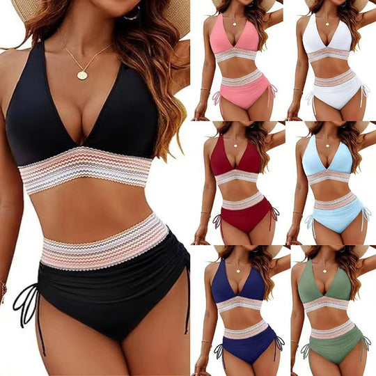Damen Hochtailliertes Bikini-Set mit elastischen Details EB