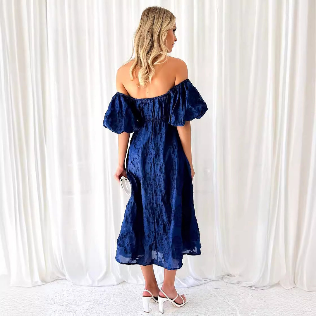 Damen Robe mit schulterfreiem Design und eleganten Puffärmeln EB