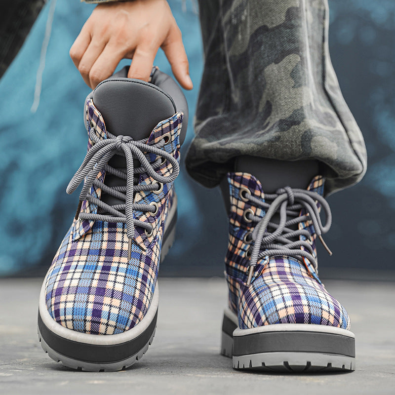 Herren Schnürstiefel mit kariertem Obermaterial und robustem Profil von EB