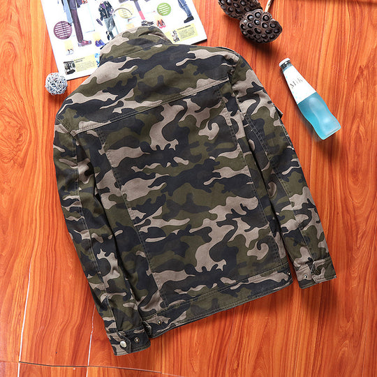 Herren Camouflage-Fieldjacke im Utility‑Look mit Mehrfach‑Taschen und Schulterepauletten EB