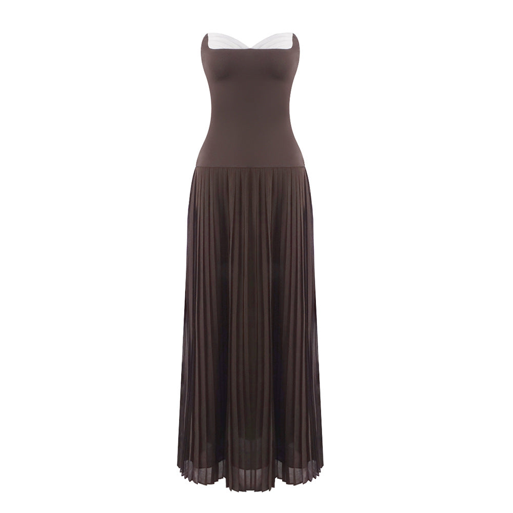 Damen Elegantes Maxikleid mit tailliertem Oberteil und fließendem Rock EB
