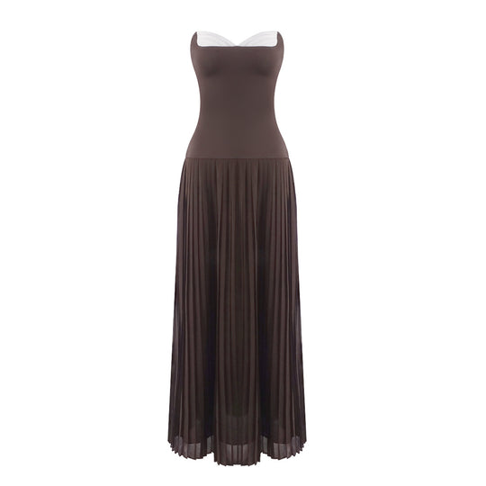 Damen Elegantes Maxikleid mit tailliertem Oberteil und fließendem Rock EB