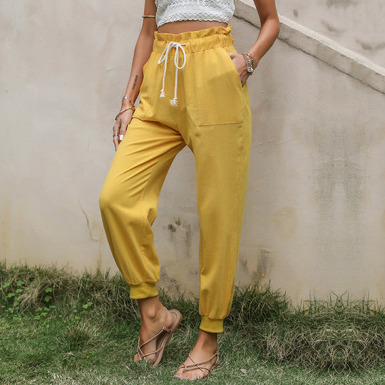Damen lässige jersey Jogginghose mit elastischem Bund und praktischen Taschen EB