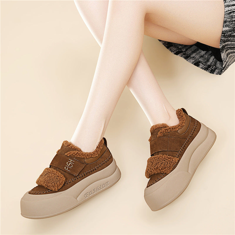 Damen Modische Sneaker mit kuscheligem Innenfutter und breitem Klettverschluss EB