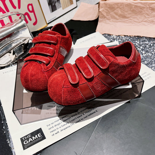 Damen modische Sneaker mit breiten Klettverschlüssen aus weichem Wildleder EB