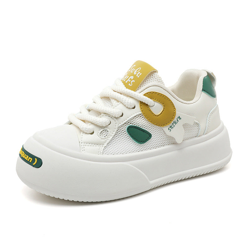 Damen Sportliche Plateau Sneakers mit atmungsaktivem Mesh-Obermaterial und dämpfender Sohle EB