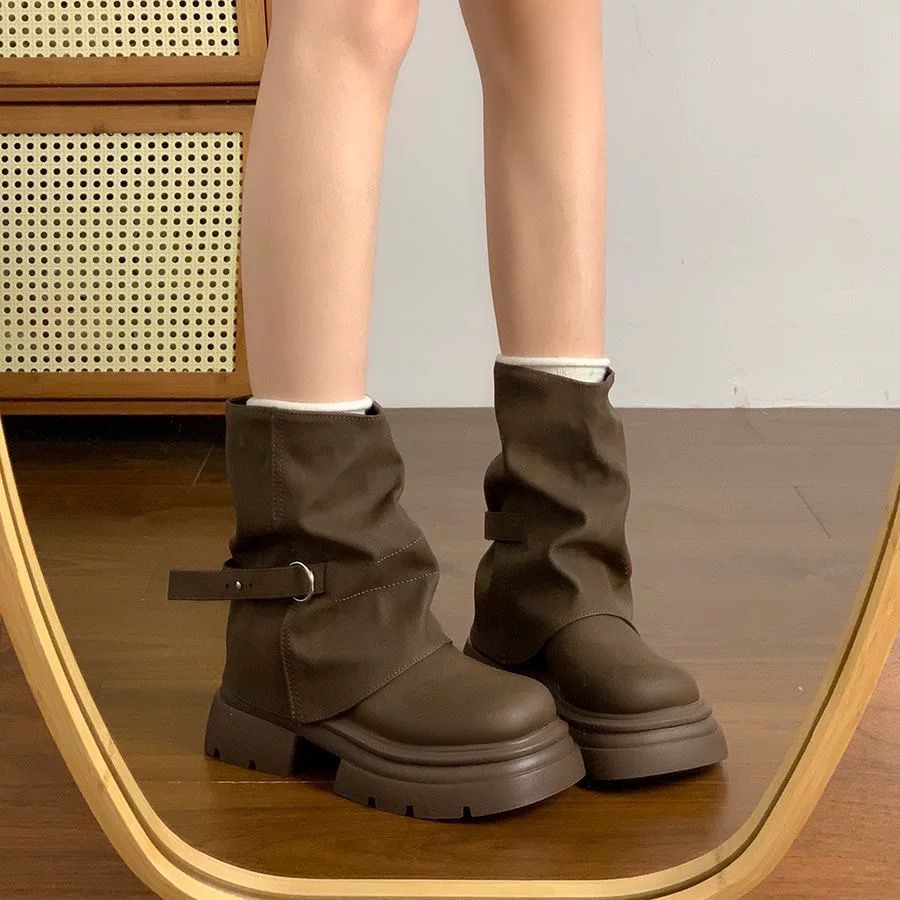 Damen Modische Stiefel mit hohem Schaft und flexibler Sohle EB