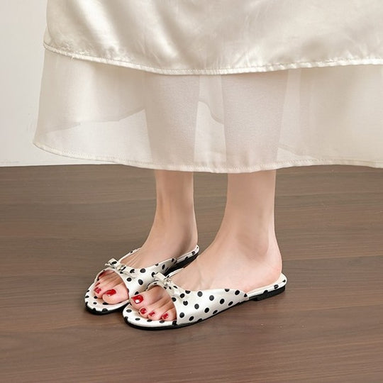 Damen Pantoletten mit modischem Punkte-Design und dekorativem Riemen EB
